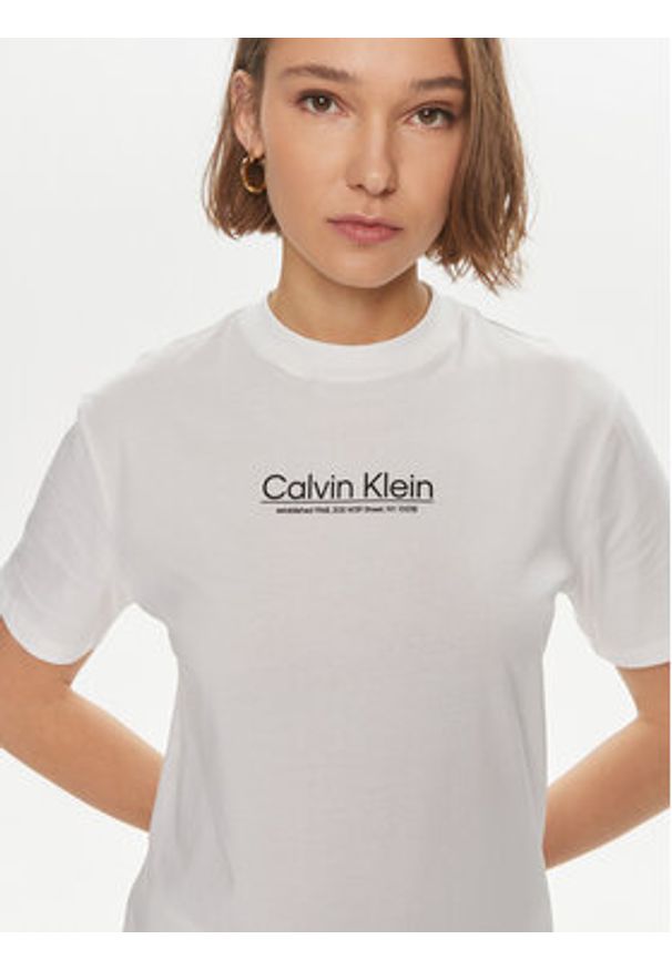Calvin Klein T-Shirt Coordinates K20K207005 Biały Regular Fit. Kolor: biały. Materiał: bawełna