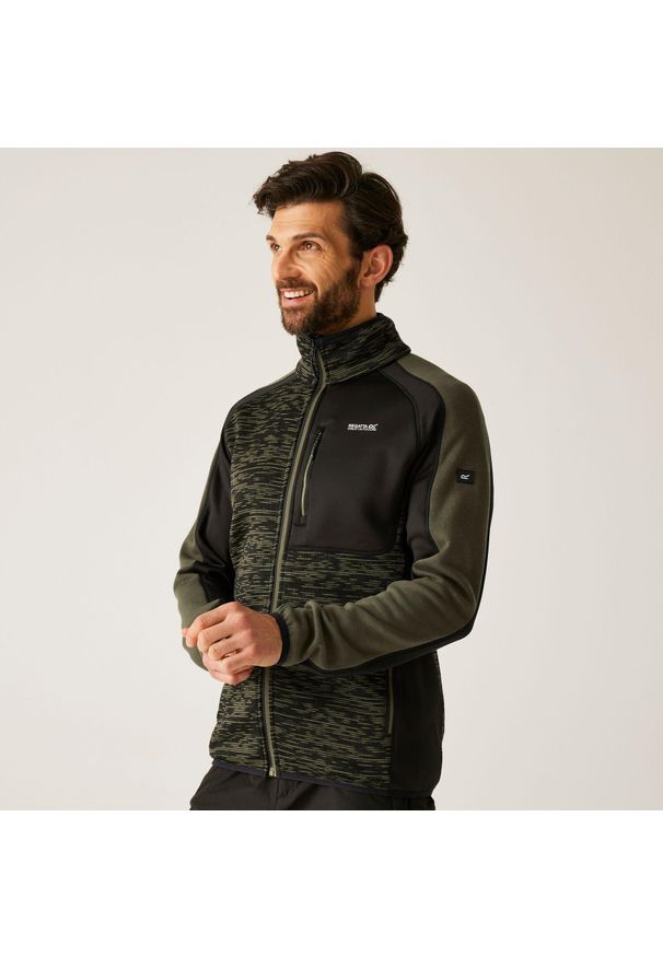 Regatta - Bluza męska rozsuwana Oakar. Kolor: wielokolorowy, brązowy, zielony. Materiał: dzianina, polar. Wzór: melanż. Sport: turystyka piesza