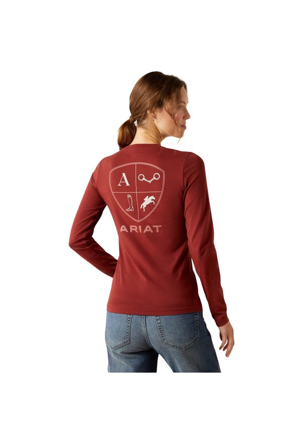 Damska koszulka z długim rękawem Ariat Eq Icons. Kolor: brązowy. Długość rękawa: długi rękaw. Długość: długie