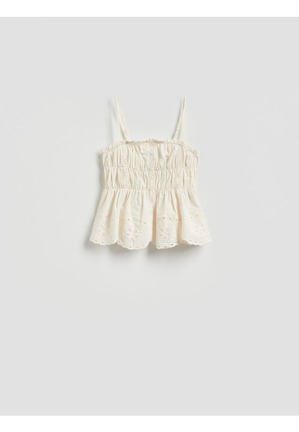 Reserved - Top plażowy - złamana biel. Okazja: na plażę. Materiał: bawełna