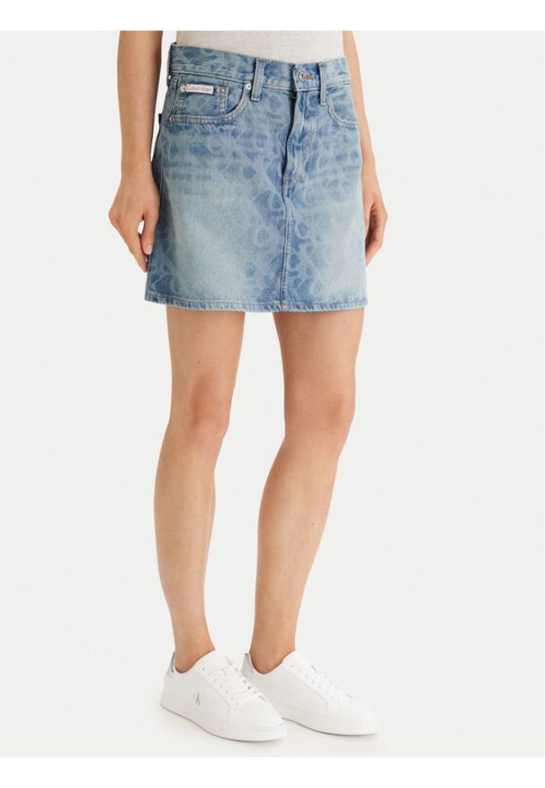 Calvin Klein Jeans Spódnica jeansowa 90S Mini LV147F679G Niebieski Regular Fit. Kolor: niebieski. Materiał: bawełna
