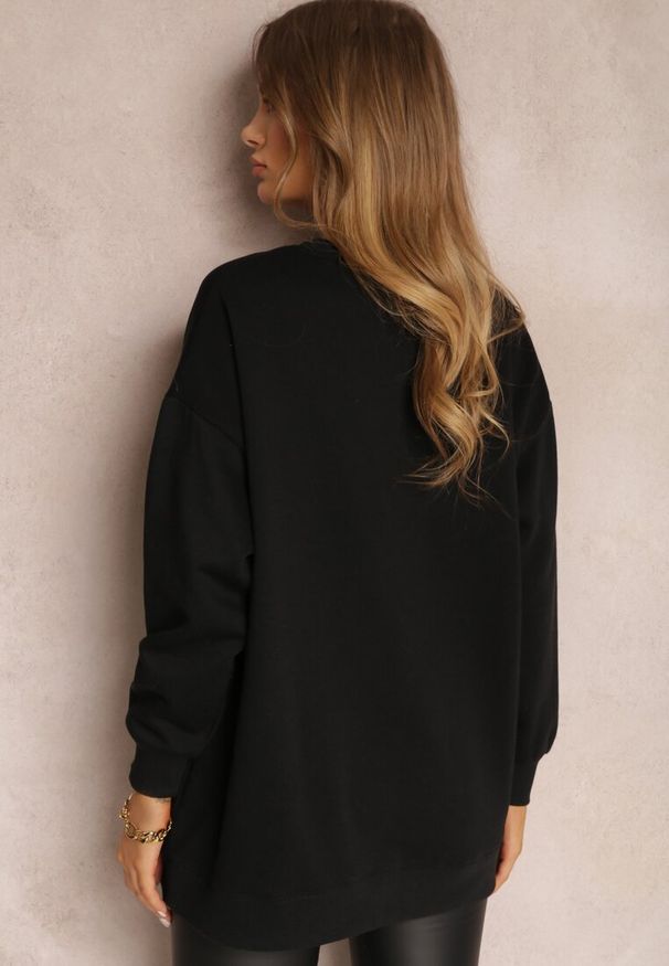 Renee - Czarna Bluza Oversize z Polarem Hosarran. Kolor: czarny. Materiał: polar. Długość rękawa: długi rękaw. Długość: długie. Wzór: jednolity, gładki. Styl: sportowy, klasyczny