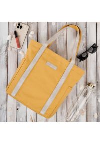 PAOLO PERUZZI - Shopperka materiałowa Paolo Peruzzi E-17-YL żółta. Kolor: żółty. Wzór: paski. Sezon: lato. Materiał: skórzane. Styl: klasyczny, casual, elegancki. Rodzaj torebki: na ramię #1