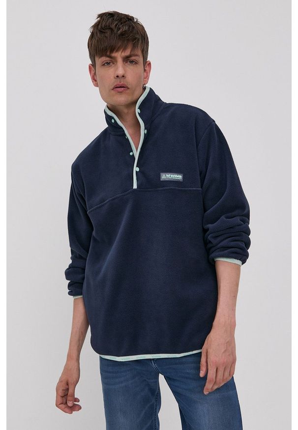 HUF - Bluza. Okazja: na co dzień. Kolor: niebieski. Materiał: dzianina. Wzór: aplikacja. Styl: casual