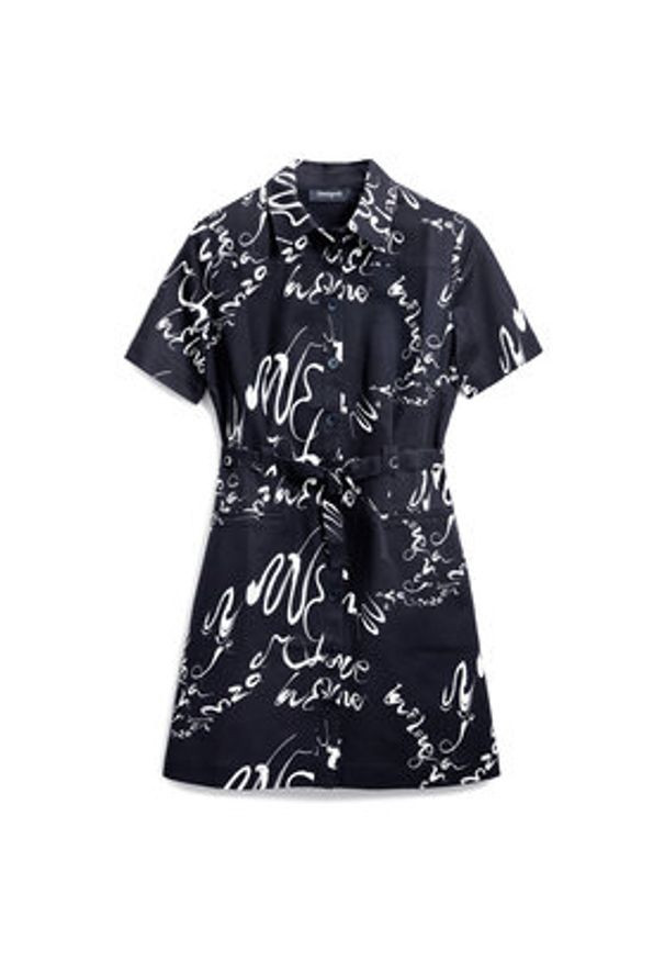 Desigual Sukienka koszulowa 25SWVW38 Czarny Regular Fit. Kolor: czarny. Materiał: bawełna. Typ sukienki: koszulowe