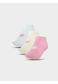 4f - Skarpety casual przed kostkę (3-pack) damskie - multikolor. Kolor: wielokolorowy. Materiał: bawełna, poliamid, włókno, materiał