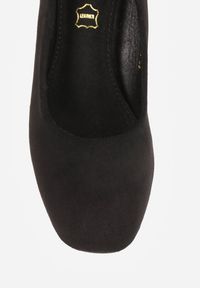 Renee - Czarne Casualowe Czółenka na Słupku ze Skórzaną Wkładką Maicie. Okazja: na co dzień. Zapięcie: bez zapięcia. Kolor: czarny. Materiał: skóra. Obcas: na słupku. Styl: casual. Wysokość obcasa: średni #3