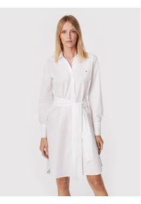 TOMMY HILFIGER - Tommy Hilfiger Sukienka koszulowa WW0WW35321 Biały Regular Fit. Kolor: biały. Materiał: bawełna. Typ sukienki: koszulowe #1