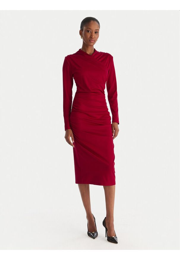 ACCESS FASHION Sukienka koktajlowa 54-3040-225 Czerwony Slim Fit. Kolor: czerwony. Materiał: syntetyk. Styl: wizytowy