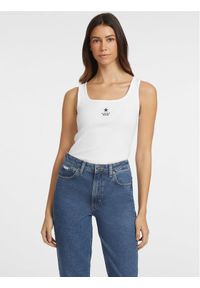 Guess Jeans Top W4YP48 KA0H1 Biały Regular Fit. Kolor: biały. Materiał: bawełna