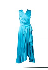 Pinko Sukienka "Oleandro" | 102076 A19B | Kobieta | Niebieski. Okazja: na spacer. Kolor: niebieski. Materiał: elastan, wiskoza. Długość rękawa: na ramiączkach. Wzór: aplikacja. Typ sukienki: dopasowane, rozkloszowane, kopertowe. Styl: elegancki. Długość: maxi #2