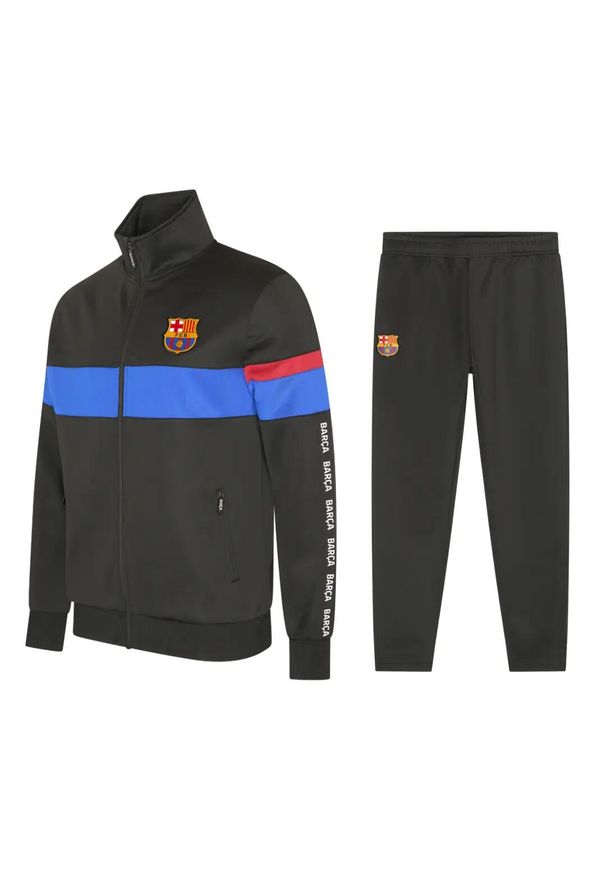 Dres piłkarski dziecięcy FC Barcelona 24/25. Kolor: czarny. Materiał: dresówka. Styl: sportowy