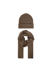 Jack & Jones Zestaw Szalik i Czapka 12163827 Brązowy. Kolor: brązowy. Materiał: akryl #1