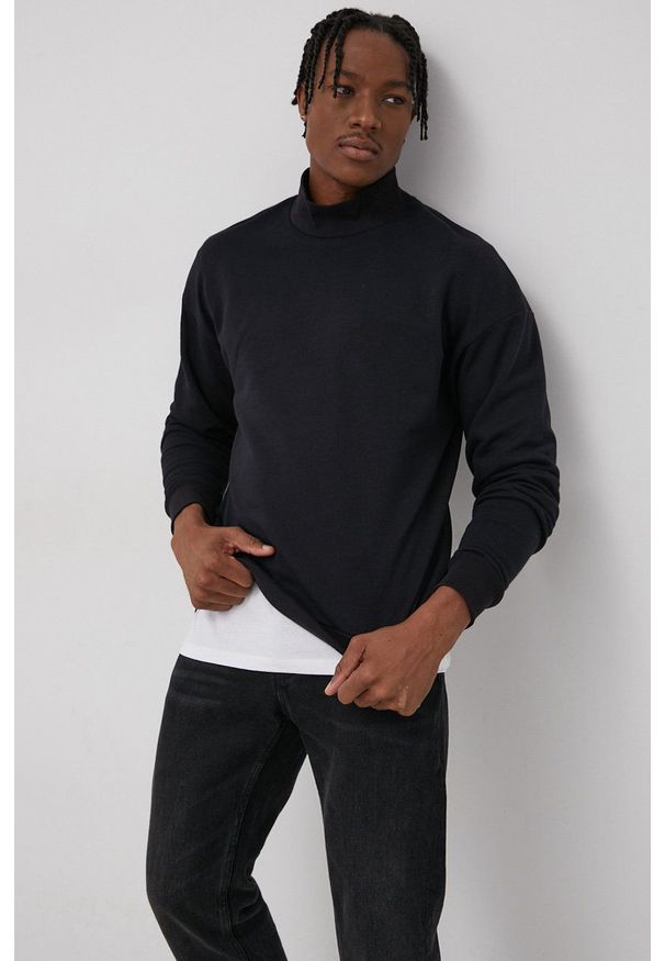 Premium by Jack&Jones - Bluza bawełniana. Kolor: czarny. Materiał: bawełna. Wzór: gładki