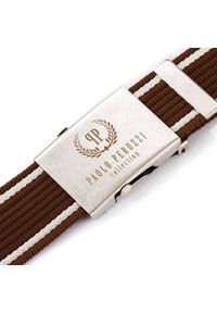 Pasek parciany PAOLO PERUZZI PW-01-105 CM brązowy. Kolor: brązowy. Materiał: materiał. Wzór: paski #1