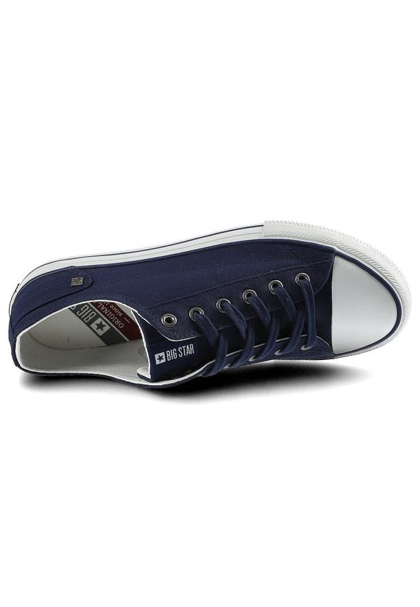 Big-Star - Granatowe Trampki Big Star Męskie Lekkie Półbuty. Okazja: na randkę, na co dzień. Zapięcie: pasek. Kolor: niebieski. Materiał: jeans, materiał. Szerokość cholewki: normalna. Styl: klasyczny, casual