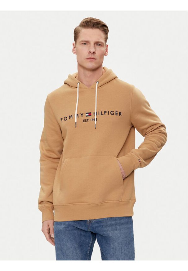 TOMMY HILFIGER - Tommy Hilfiger Bluza Logo MW0MW11599 Khaki Regular Fit. Kolor: brązowy. Materiał: bawełna