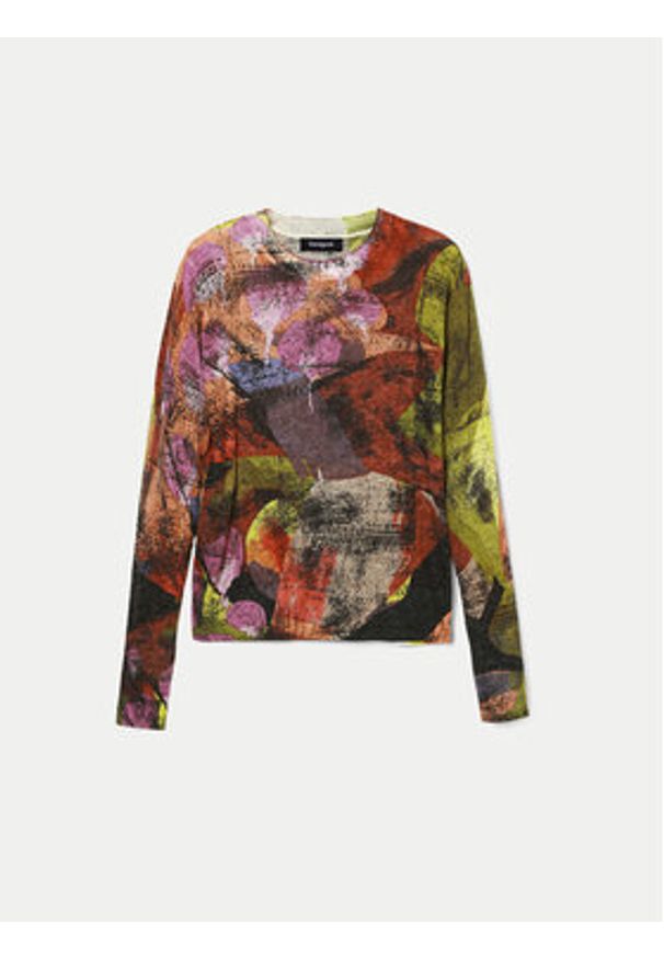 Desigual Sweter Camo Petals 24WWJF75 Kolorowy Regular Fit. Materiał: syntetyk. Wzór: kolorowy