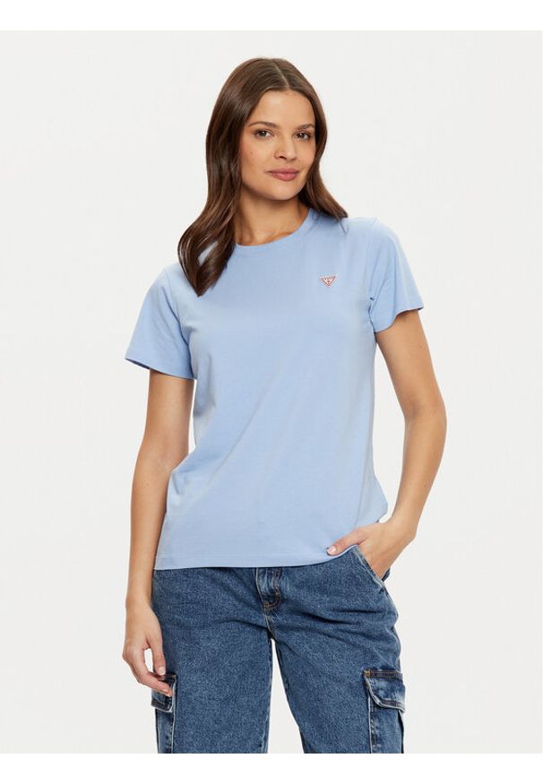 Guess Jeans T-Shirt W4YI10 J1314 Niebieski Regular Fit. Kolor: niebieski. Materiał: bawełna