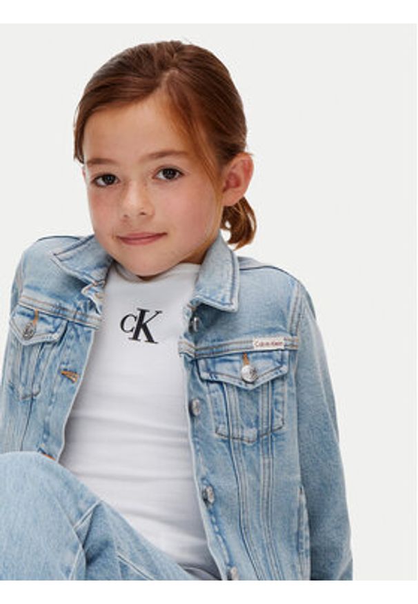 Calvin Klein Jeans Kurtka jeansowa LVCKSJD00G Niebieski Regular Fit. Kolor: niebieski. Materiał: bawełna