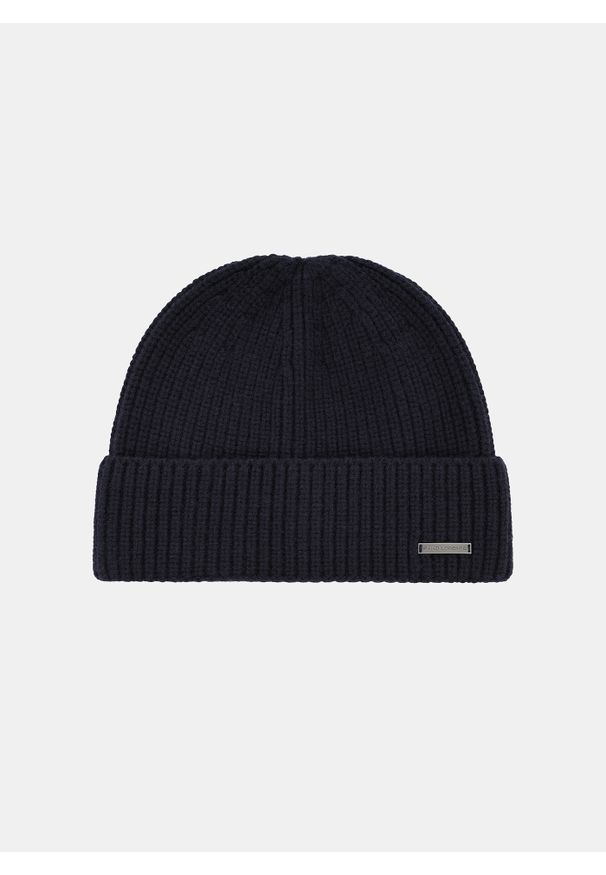 Pako Lorente - PAKO LORENTE – Granatowa wełniana czapka męska. Kolor: niebieski. Materiał: wełna. Sezon: zima