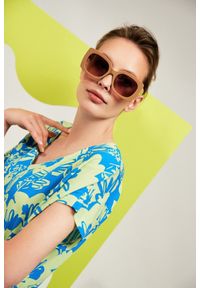 MOODO - Okulary przeciwsłoneczne z grubymi oprawkami beżowe. Kolor: beżowy #1