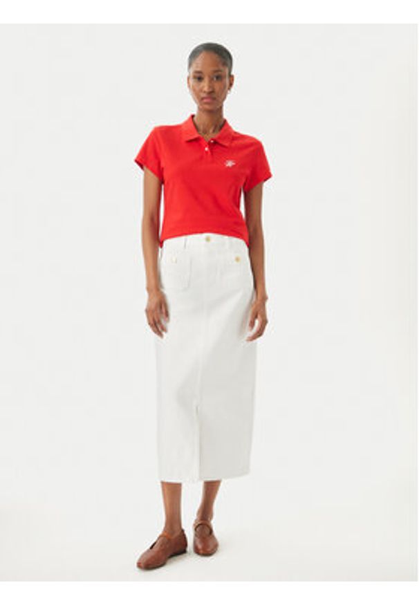 TOMMY HILFIGER - Tommy Hilfiger Polo 1985 Logo WW0WW49259 Czerwony Slim Fit. Typ kołnierza: polo. Kolor: czerwony. Materiał: bawełna