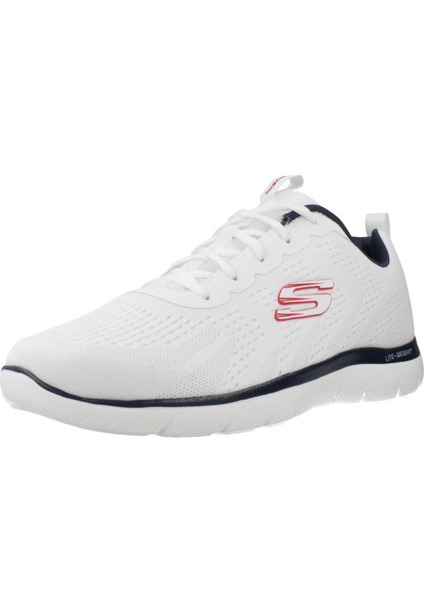skechers - Kapcie SKECHERS SUMMITS Biały. Kolor: biały. Materiał: tkanina. Model: Skechers Sport. Sport: turystyka piesza