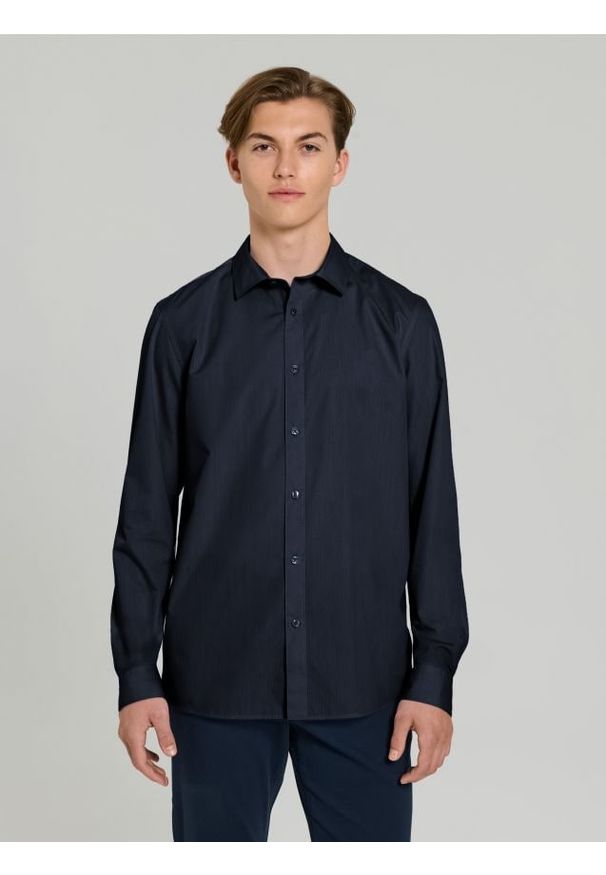 Sinsay - Koszula slim fit - granatowy. Kolor: niebieski