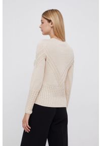 Pennyblack Sweter z domieszką wełny damski kolor beżowy ciepły. Okazja: na co dzień. Kolor: beżowy. Materiał: wełna. Długość rękawa: długi rękaw. Długość: długie. Wzór: ze splotem. Styl: casual #4