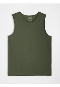 Sinsay - Bawełniany tank top basic - khaki. Kolor: brązowy. Materiał: bawełna
