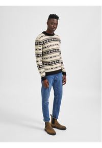 Selected Homme Sweter Faroe 16086654 Beżowy Relaxed Fit. Kolor: beżowy. Materiał: syntetyk #4