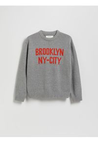 Reserved - Żakardowy sweter z bawełną - jasnoszary. Kolor: szary. Materiał: bawełna, żakard #1