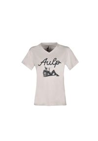 Aulp - T-shirt damski dopasowany okrągły dekolt BANNE z ekologicznych materiałów. Kolor: beżowy. Materiał: materiał