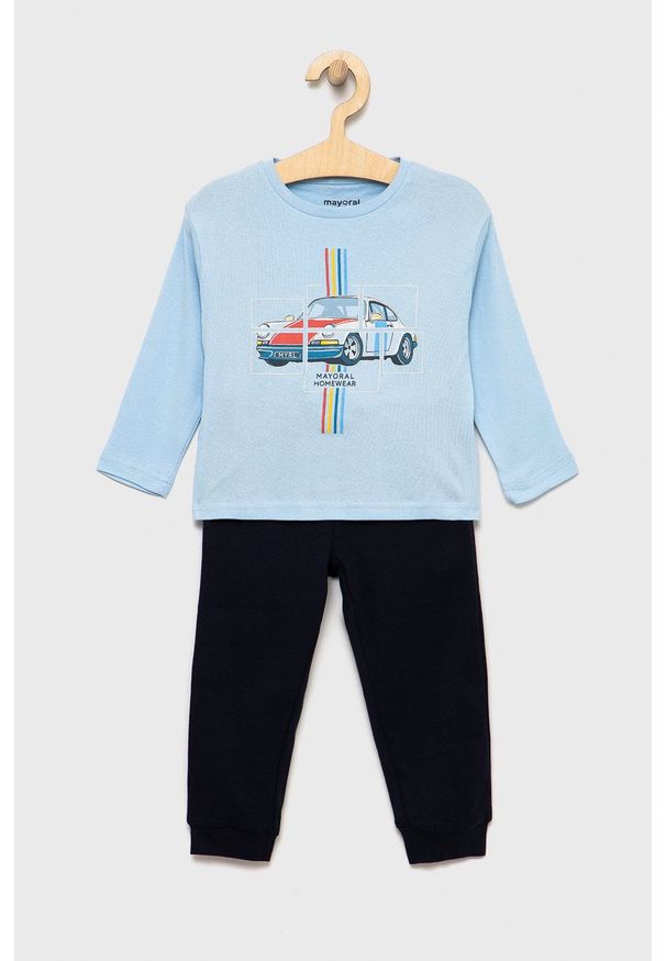 Mayoral piżama dziecięca z nadrukiem. Kolor: niebieski. Wzór: nadruk