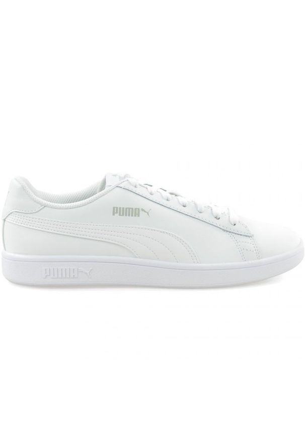 Buty Puma Smash v2 L M 365215 07 białe. Okazja: na co dzień. Kolor: biały. Materiał: guma, materiał, skóra ekologiczna, syntetyk. Szerokość cholewki: normalna. Wzór: jodełka