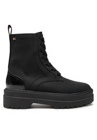 TOMMY HILFIGER - Tommy Hilfiger Trapery Flag Ventile Lace Up Boot FW0FW08287 Czarny. Kolor: czarny. Materiał: materiał #1