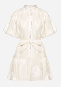 Born2be - Beżowa Koszulowa Przezroczysta Sukienka z Bawełną Haftami i Paskiem Lirulira. Okazja: na co dzień. Kolor: beżowy. Materiał: bawełna. Wzór: haft. Sezon: lato. Typ sukienki: koszulowe. Styl: casual, elegancki #5