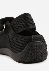 Born2be - Czarne Siateczkowe Sneakersy w Stylu Balerinek z Paskiem na Rzep Talenate. Okazja: na co dzień. Zapięcie: rzepy. Kolor: czarny. Materiał: jeans, materiał #5
