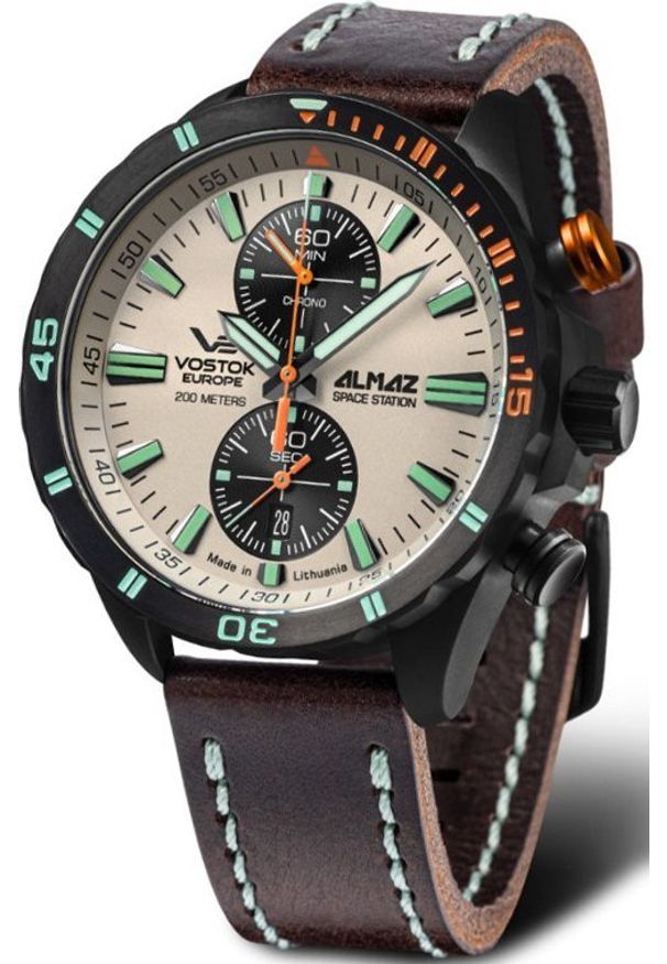 Zegarek Vostok Europe Zegarek męski 6S11-320C677 brązowy. Kolor: brązowy