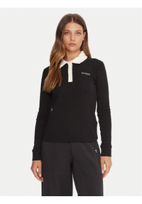 Guess Polo V5BP12 K1891 Czarny Regular Fit. Typ kołnierza: polo. Kolor: czarny. Materiał: bawełna