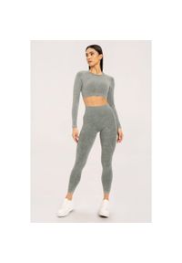 GYM GLAMOUR - Legginsy fitness damskie Gym Glamour sprane. Kolor: zielony. Sport: fitness