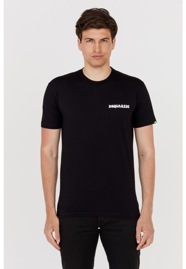 DSQUARED2 Czarny t-shirt męski cool fit, Rozmiar M. Kolor: czarny. Wzór: haft