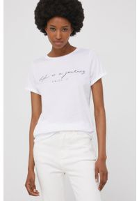 Answear Lab t-shirt bawełniany kolor biały. Okazja: na co dzień. Kolor: biały. Materiał: bawełna. Długość rękawa: krótki rękaw. Długość: krótkie. Styl: wakacyjny