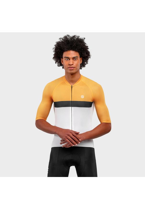 SIROKO - Mężczyzna Kolarstwo Męska ultralekka koszulka rowerowa M3 Hammer Biały. Kolor: biały, wielokolorowy, żółty. Materiał: tkanina, poliester. Sport: kolarstwo