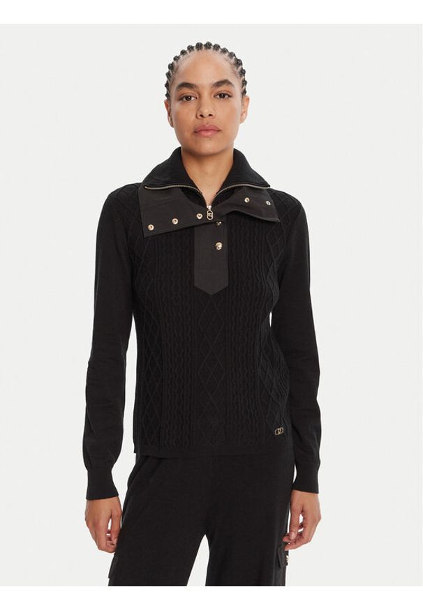 Liu Jo Sport Sweter TF5039 MS75L Czarny Regular Fit. Kolor: czarny. Materiał: syntetyk. Styl: sportowy
