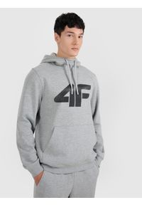 4f - 4F Bluza dresowa nierozpinana z kapturem męska - szara S. Okazja: na co dzień. Typ kołnierza: kaptur. Kolor: szary. Materiał: dresówka. Styl: casual #1