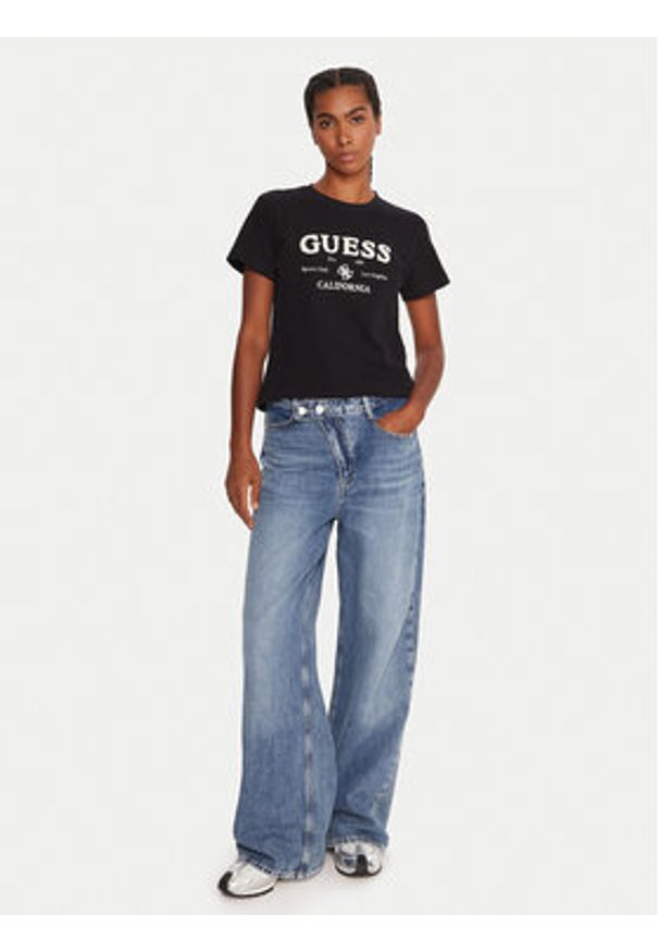 Guess T-Shirt V5BI02 KCBF1 Czarny Regular Fit. Kolor: czarny. Materiał: bawełna