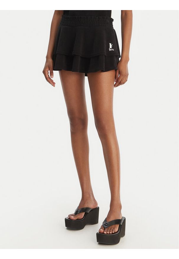Juicy Couture Spódnica mini Smocked Terry JCGGS126006 Czarny Regular Fit. Kolor: czarny. Materiał: bawełna
