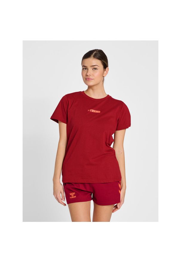 Koszulka damska Hummel OFF - Grid. Kolor: wielokolorowy, czerwony, brązowy. Wzór: nadruk. Sport: piłka nożna